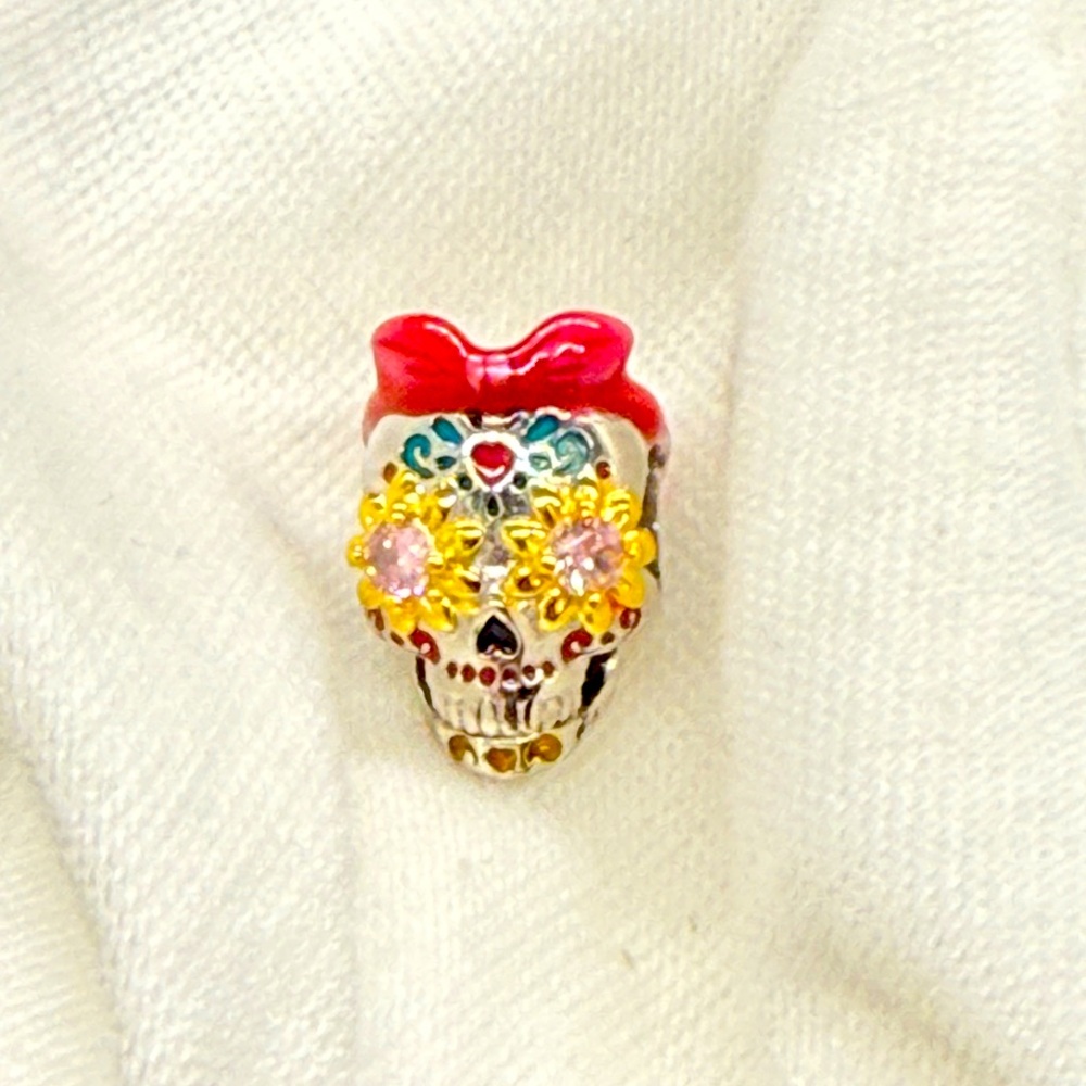 Colorful Sugar Skull Bracelet Charm
